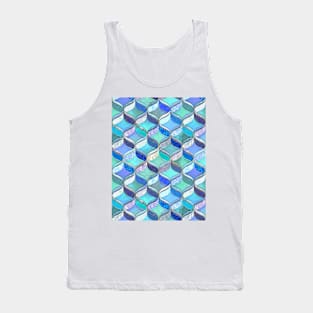 Patchwork Ribbon Ogee Pattern in Blues & Greens Tank Top